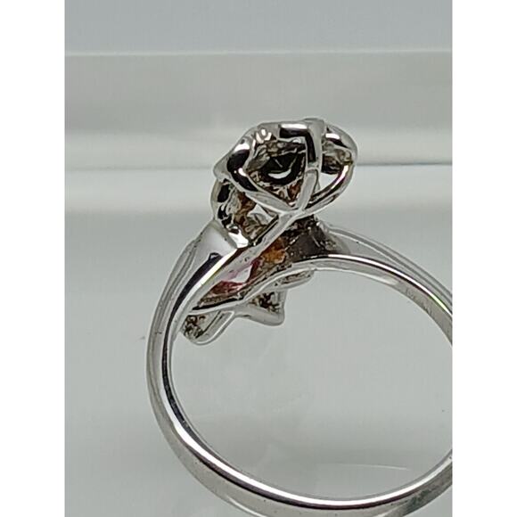 Vintage Sterling Silver Floral Ring Pink Green Tourmaline Gemstone Size 7 - Picture 8 of 10